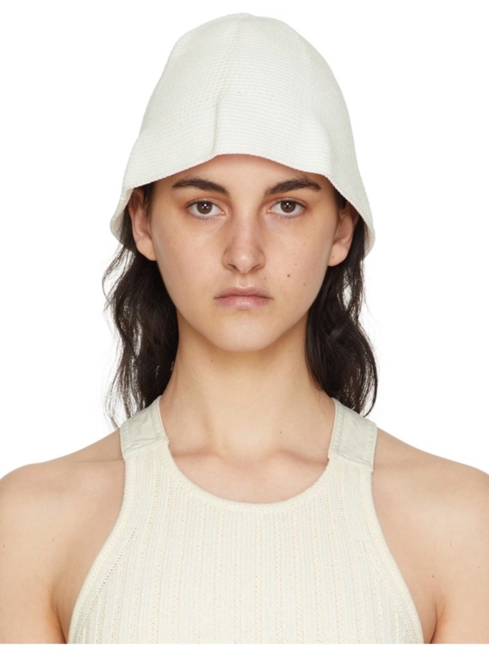 Dion Lee Cream Knit Bucket Hat